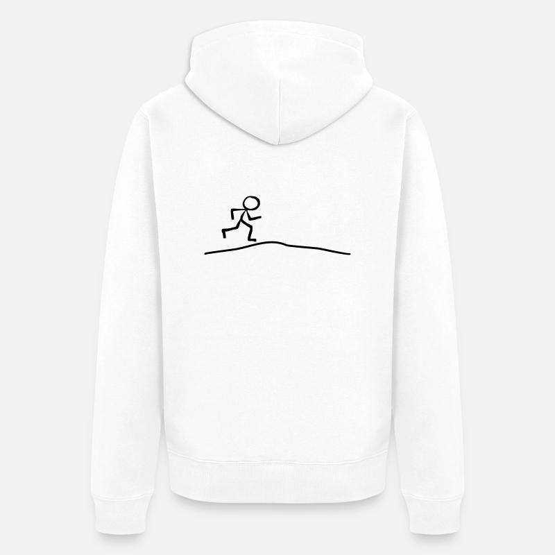 Strichmännchen läuft Steigung - Unisex Premium Bio Zip Hoodie - Weiß