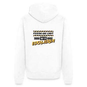 Feiern am Limit - Unisex Premium Bio Zip Hoodie - Weiß - Hinten - Thijin (182cm)