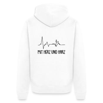 mit herz und harz handball - Unisex Premium Bio Zip Hoodie - Weiß - Hinten - Thijin (182cm)