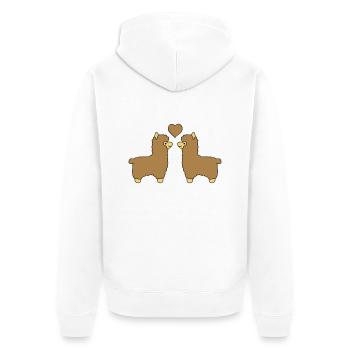 lama alpaca comic love - Unisex Premium Bio Zip Hoodie - Weiß - Hinten - Thijin (182cm)