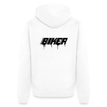 biker - Unisex Premium Bio Zip Hoodie - Weiß - Hinten - Thijin (182cm)