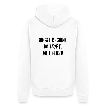 Angst und Mut Motivation Inspiration Spruch Text - Unisex Premium Bio Zip Hoodie - Weiß - Hinten - Thijin (182cm)