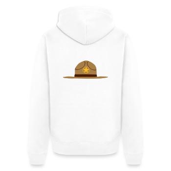 Sheriff Hut Design - Unisex Premium Bio Zip Hoodie - Weiß - Hinten - Thijin (182cm)