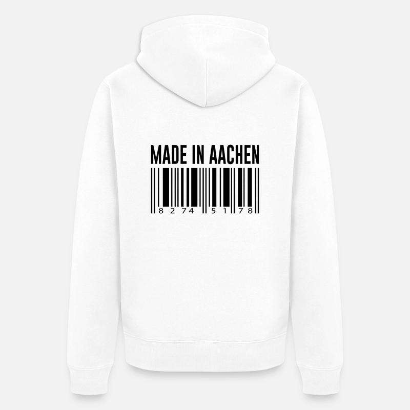 Aachen Deutschland Stadt Strichcode Geschenk - Unisex Premium Bio Zip Hoodie - Weiß