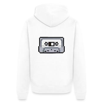 Kassette Verpixelt Retro Geschenkidee - Unisex Premium Bio Zip Hoodie - Weiß - Hinten - Thijin (182cm)