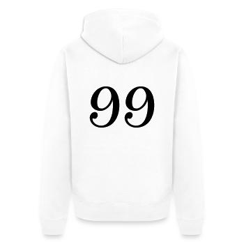 99 - Unisex Premium Bio Zip Hoodie - Weiß - Hinten - Thijin (182cm)
