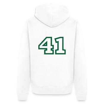 Numéro 41 sport vert - Veste à capuche bio Premium Unisexe - blanc - Dos - Thijin (182cm)