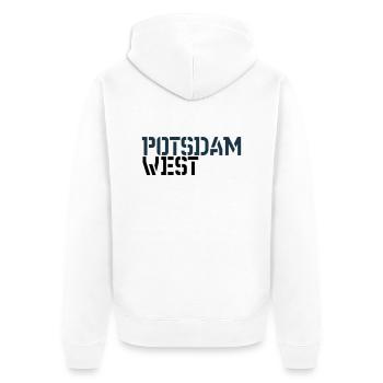 Potsdam West - Unisex Premium Bio Zip Hoodie - Weiß - Hinten - Thijin (182cm)