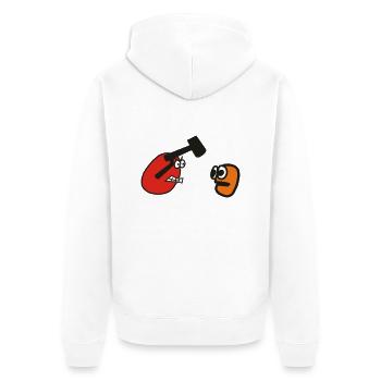 glumm balls #1 beating - Unisex Premium Bio Zip Hoodie - Weiß - Hinten - Thijin (182cm)
