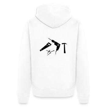 Werkzeug - Unisex Premium Bio Zip Hoodie - Weiß - Hinten - Thijin (182cm)