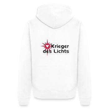 KRIEGER DES LICHTS - Unisex Premium Bio Zip Hoodie - Weiß - Hinten - Thijin (182cm)