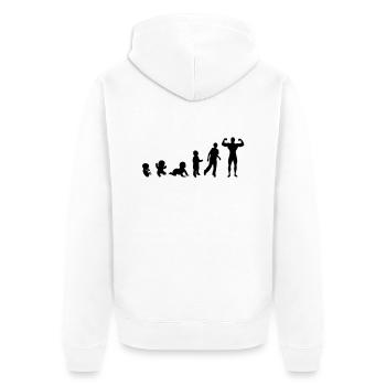 Evolution human men man bodybuilding sports - Unisex Premium Organic Zip Hoodie - white - Back - Thijin (182cm)