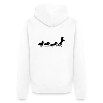 Unterhaltung Pferd Pferde horse5 - Unisex Premium Bio Zip Hoodie - Weiß - Hinten - Thijin (182cm)