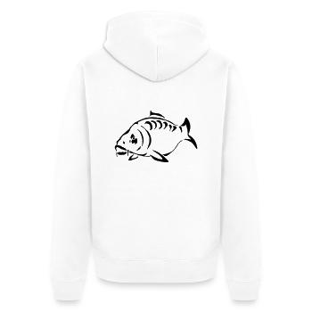 Carp Silhouette - Unisex Premium Organic Zip Hoodie - white - Back - Thijin (182cm)