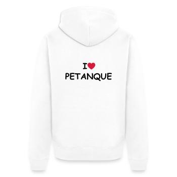 I love/heart Petanque - Unisex Premium Bio Zip Hoodie - Weiß - Hinten - Thijin (182cm)