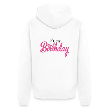 birthday - Unisex Premium Organic Zip Hoodie - white - Back - Thijin (182cm)