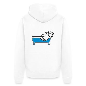 Vogel in der Wanne / bird in bathtub (2c) - Unisex Premium Bio Zip Hoodie - Weiß - Hinten - Thijin (182cm)