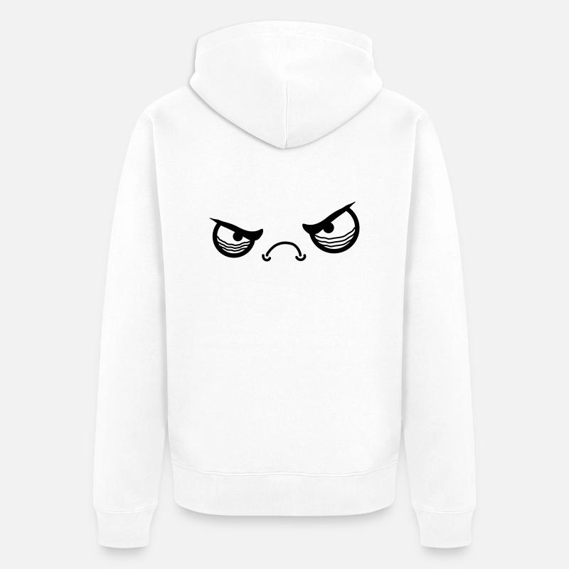 Angry Face - Veste à capuche bio Premium Unisexe - blanc