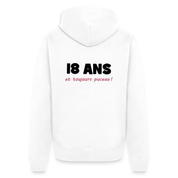 18 ans et toujours puceau ! - Veste à capuche bio Premium Unisexe - blanc - Dos - Thijin (182cm)