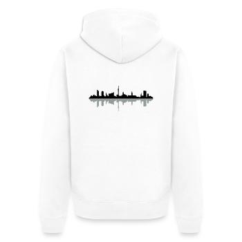 Skyline Hamburg Schatten - Unisex Premium Bio Zip Hoodie - Weiß - Hinten - Thijin (182cm)