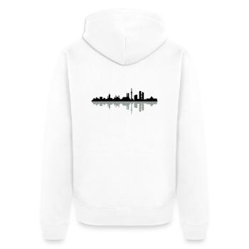 Skyline München - Unisex Premium Bio Zip Hoodie - Weiß - Hinten - Thijin (182cm)