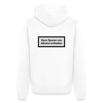 Warnhinweis - Kann Spuren Von Alkohol enthalten 2c - Unisex Premium Bio Zip Hoodie - Weiß - Hinten - Thijin (182cm)