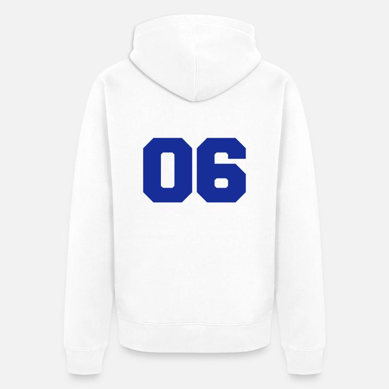 06, Zahlen, Nummer, Rückennummer - Veste à capuche bio Premium Unisexe - blanc
