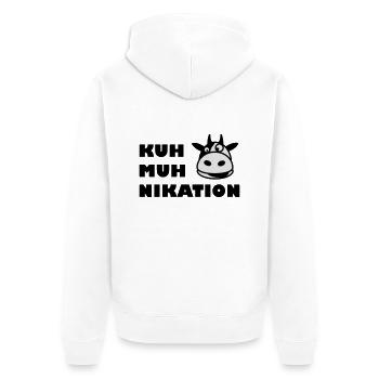 Kommunikation Kuh - Unisex Premium Bio Zip Hoodie - Weiß - Hinten - Thijin (182cm)