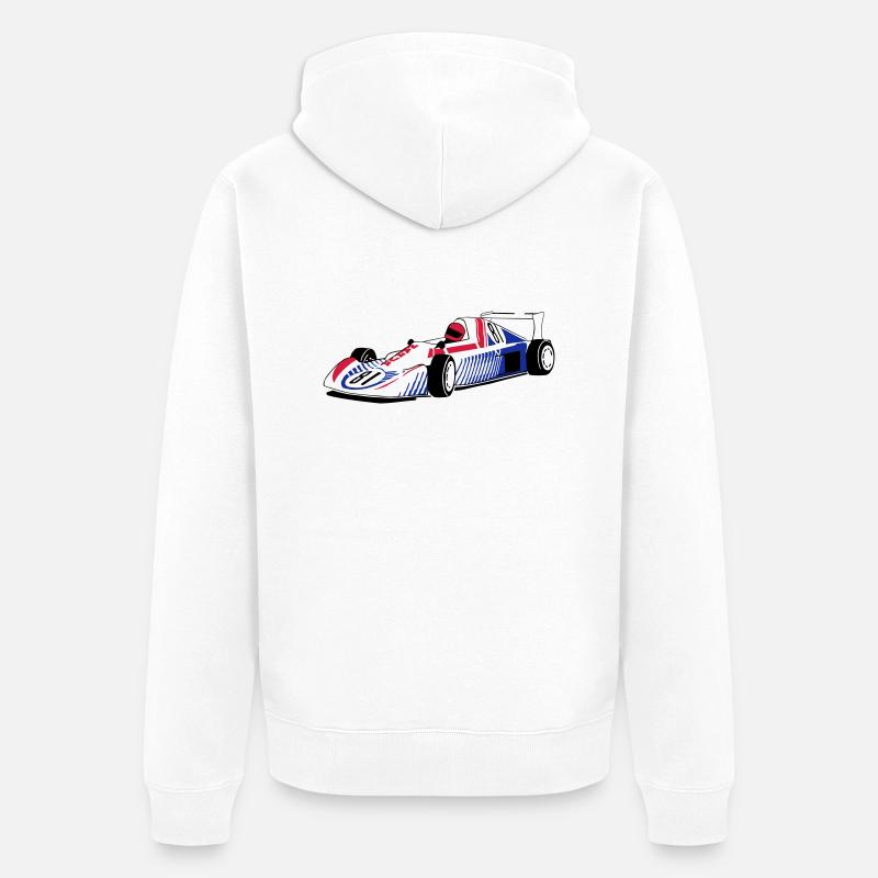 Rennauto - - Unisex Premium Bio Zip Hoodie - Weiß