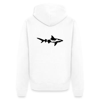 Shark vs. Diver - Unisex Premium Bio Zip Hoodie - Weiß - Hinten - Thijin (182cm)
