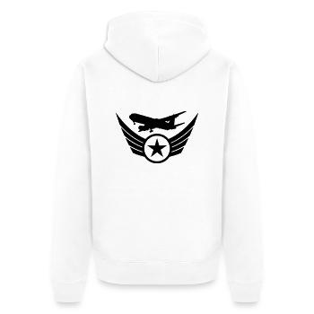 airplane wing logo design star star pilots crest - Unisex Premium Organic Zip Hoodie - white - Back - Thijin (182cm)