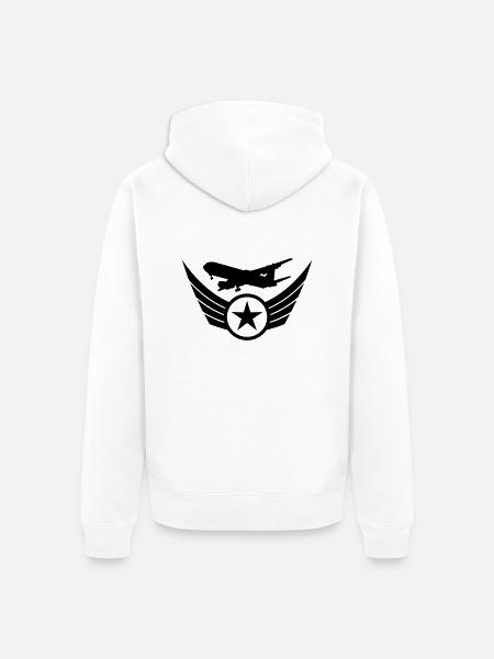 airplane wing logo design star star pilots crest - Unisex Premium Organic Zip Hoodie - white