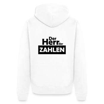 der herr der zahlen - Unisex Premium Bio Zip Hoodie - Weiß - Hinten - Thijin (182cm)
