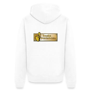 Messingschild mit Daumen - beste Diätköchin - Unisex Premium Bio Zip Hoodie - Weiß - Hinten - Thijin (182cm)
