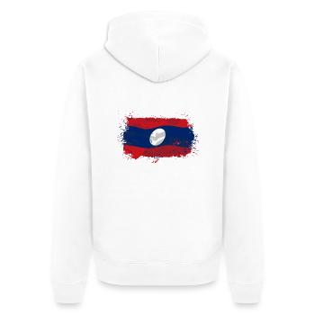 Laos Flag - Unisex Premium Bio Zip Hoodie - Weiß - Hinten - Thijin (182cm)