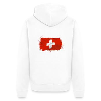 Swiss Flag - Unisex Premium Bio Zip Hoodie - Weiß - Hinten - Thijin (182cm)