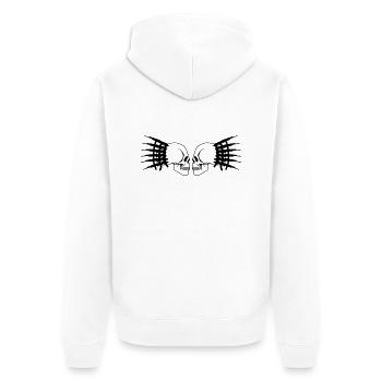 skull_with_guns_02 - Unisex Premium Bio Zip Hoodie - Weiß - Hinten - Thijin (182cm)