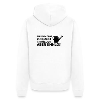 ein leben ohne gießkanne - Unisex Premium Bio Zip Hoodie - Weiß - Hinten - Thijin (182cm)