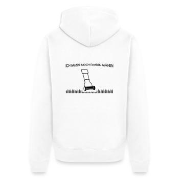 Rasen mähen - Unisex Premium Bio Zip Hoodie - Weiß - Hinten - Thijin (182cm)