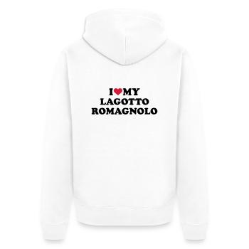 Lagotto Romagnolo - Unisex Premium Bio Zip Hoodie - Weiß - Hinten - Thijin (182cm)