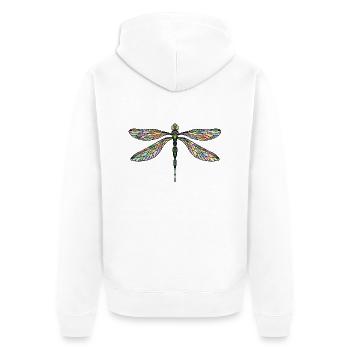 Libelle - Unisex Premium Bio Zip Hoodie - Weiß - Hinten - Thijin (182cm)