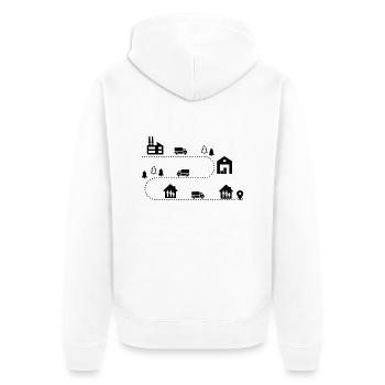 Logistik - Unisex Premium Bio Zip Hoodie - Weiß - Hinten - Thijin (182cm)