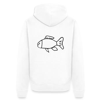 Fisch - Unisex Premium Bio Zip Hoodie - Weiß - Hinten - Thijin (182cm)