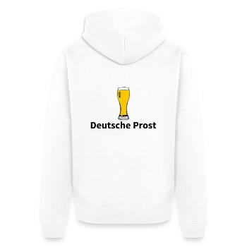 Standard Bier nur hier - Unisex Premium Bio Zip Hoodie - Weiß - Hinten - Thijin (182cm)
