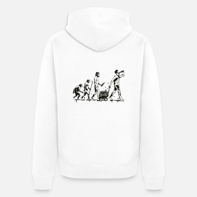 Die Evolution des Bieres - Unisex Premium Bio Zip Hoodie - Weiß