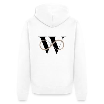 Unendlich w Buchstabe - Unisex Premium Bio Zip Hoodie - Weiß - Hinten - Thijin (182cm)
