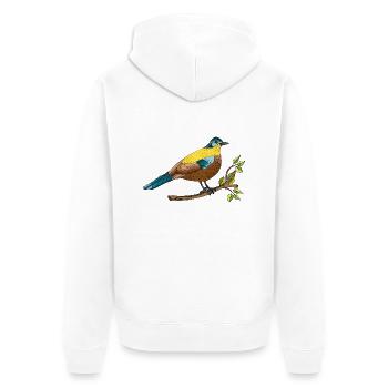 Bunter Vogel - Unisex Premium Bio Zip Hoodie - Weiß - Hinten - Thijin (182cm)