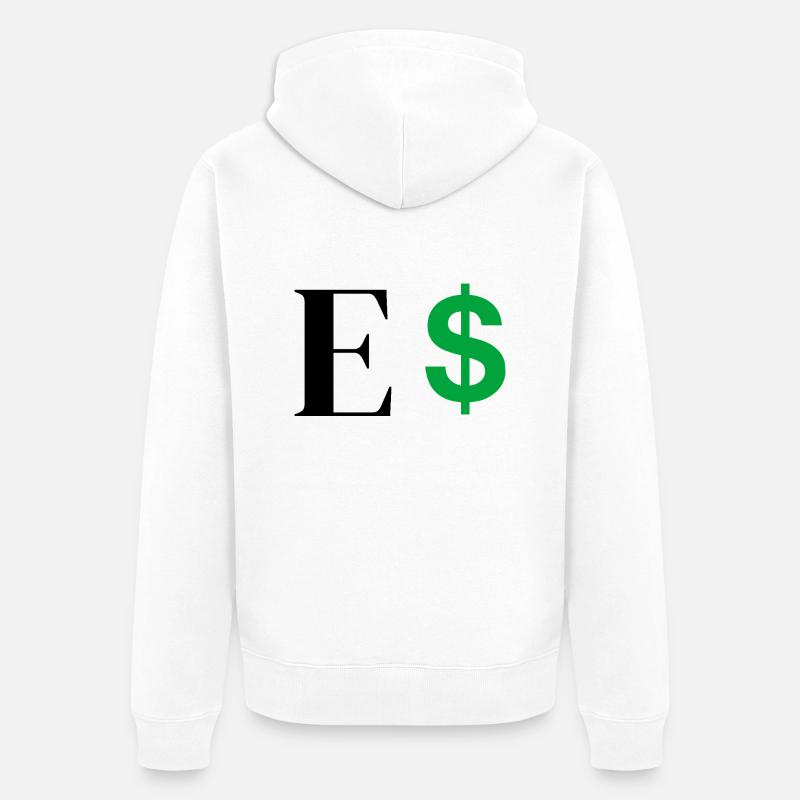 Lettre e dollar - Veste à capuche bio Premium Unisexe - blanc