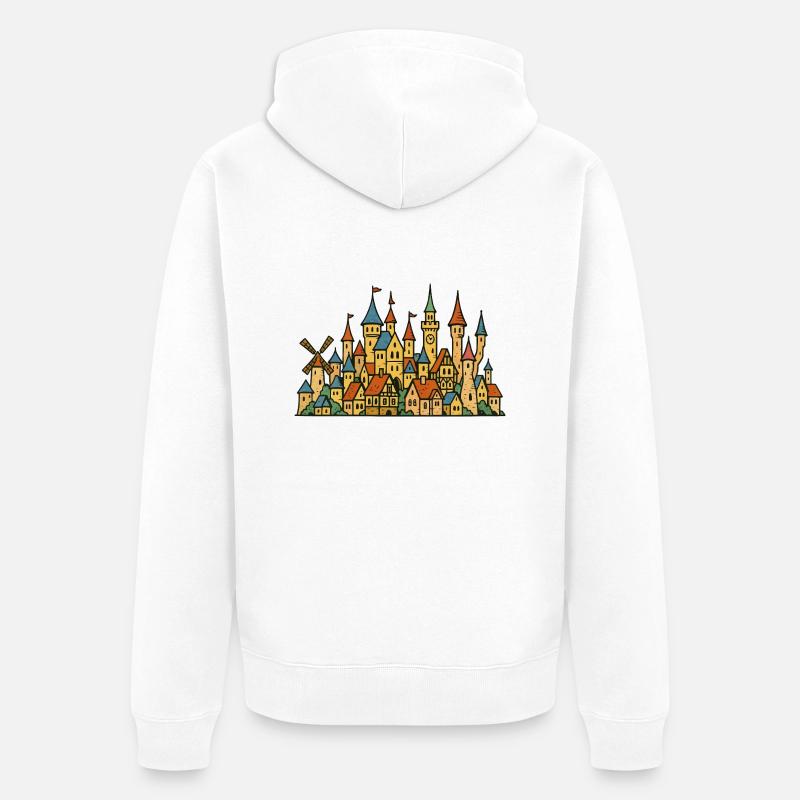 Schloss Dorf Märchen - Veste à capuche bio Premium Unisexe - blanc