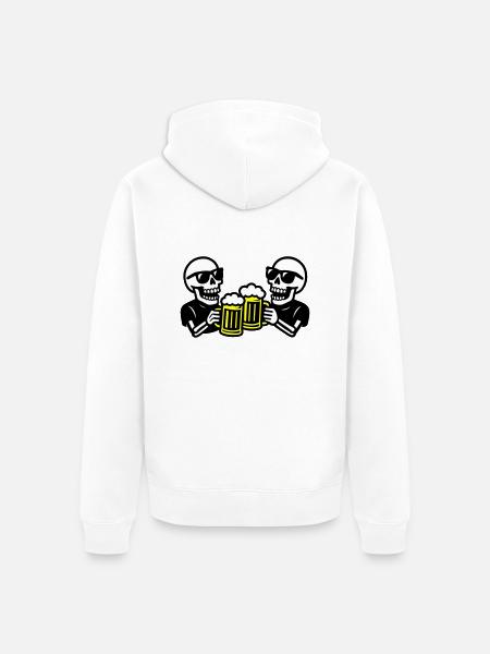Skeleton Party Beer Team - Unisex Premium Organic Zip Hoodie - white